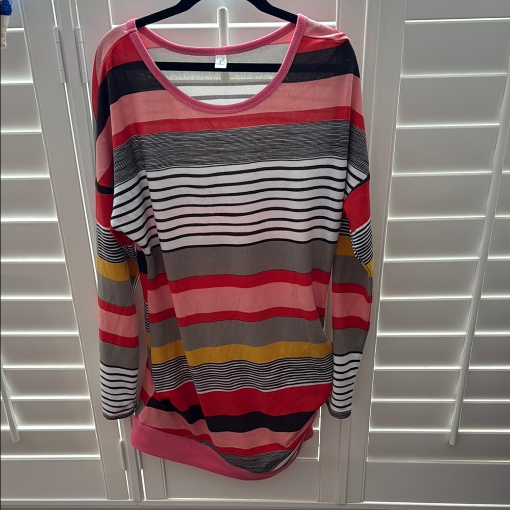 Pink and Black Relaxed Oversized Sweatshirt Tunic